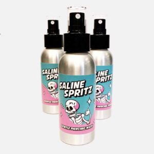 Saline Spritz piercing aftercare spray in tin bottle