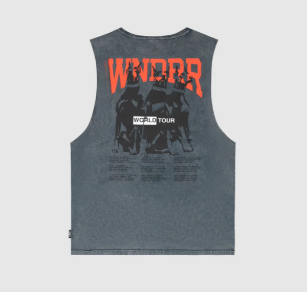 WORLD TOUR MUSCLE TOP - WASHED GREY - Image 2