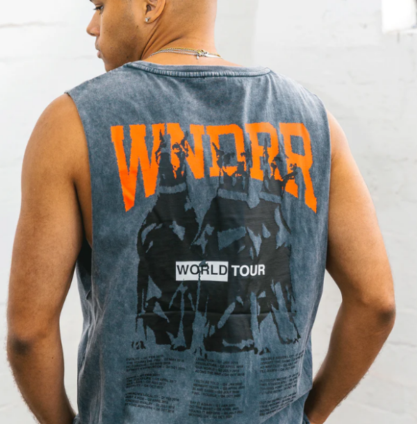 WORLD TOUR MUSCLE TOP - WASHED GREY - Image 3