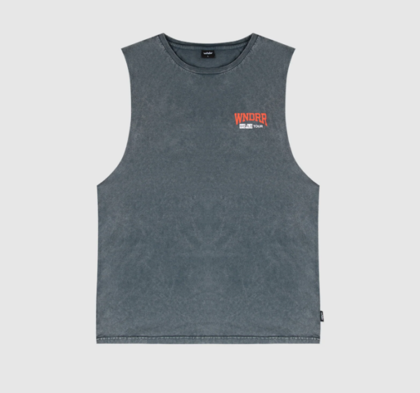 WORLD TOUR MUSCLE TOP - WASHED GREY