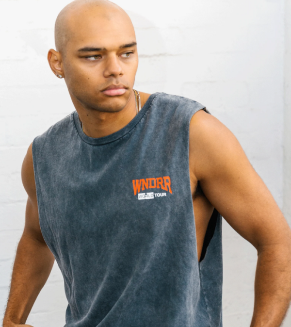 WORLD TOUR MUSCLE TOP - WASHED GREY - Image 4